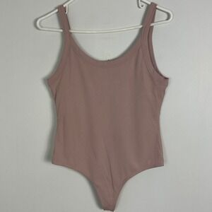 Girlfriend Collective Ribbed Bodysuit Soft Pink Womens Size Large Thong Minimal